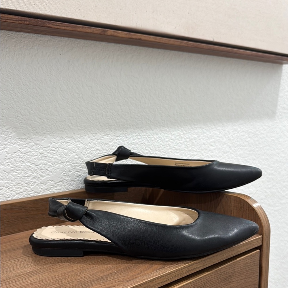 Charter Club Black Flats Minimalist Pointed-Toe Design - Picture 3 of 10
